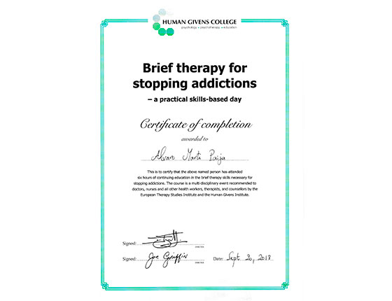 Brief therapy for stopping addictions