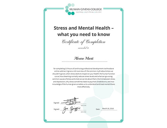 Human givens stress and mental health