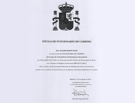 Título de Funcionario de Carrera